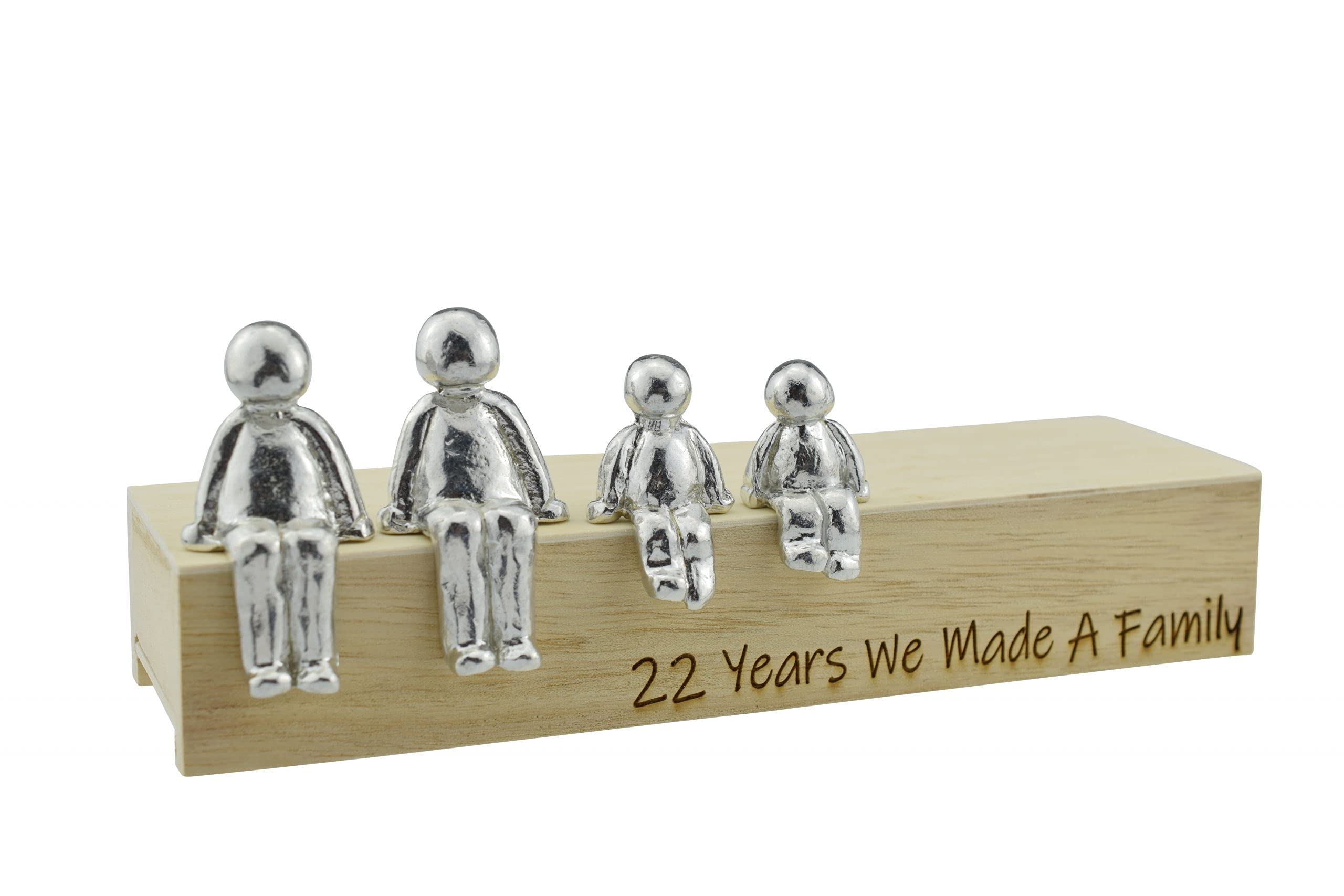 22nd Anniversary Idea - 22 Years We Made A Family Metal Ornament - Choose Your Family Combination Box & Woodgrain May Vary(2 Children)
