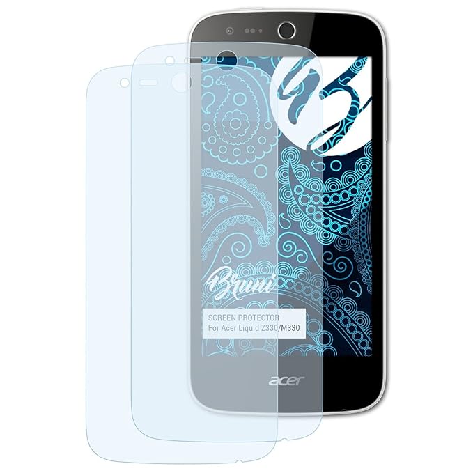 Bruni Schutzfolie für Acer Liquid Z330/M330 Folie, glasklare Displayschutzfolie (2X)