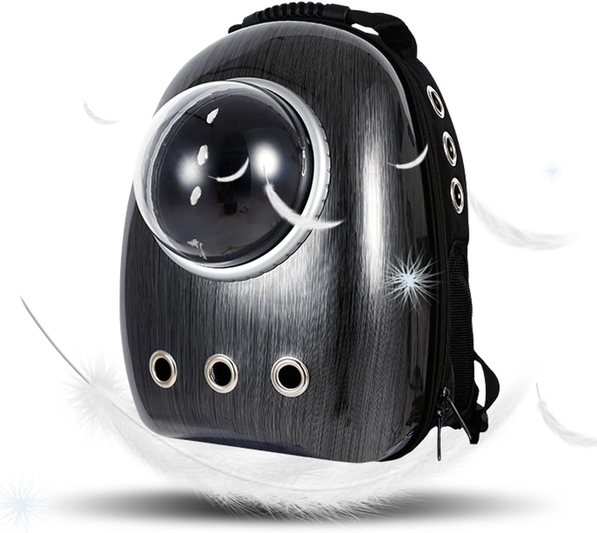 HUADEYI Portable Pet Travel Breathable Backpack,Space Capsule Bubble Design,Waterproof Handbag Backpack for Cat and Small Dog (black)