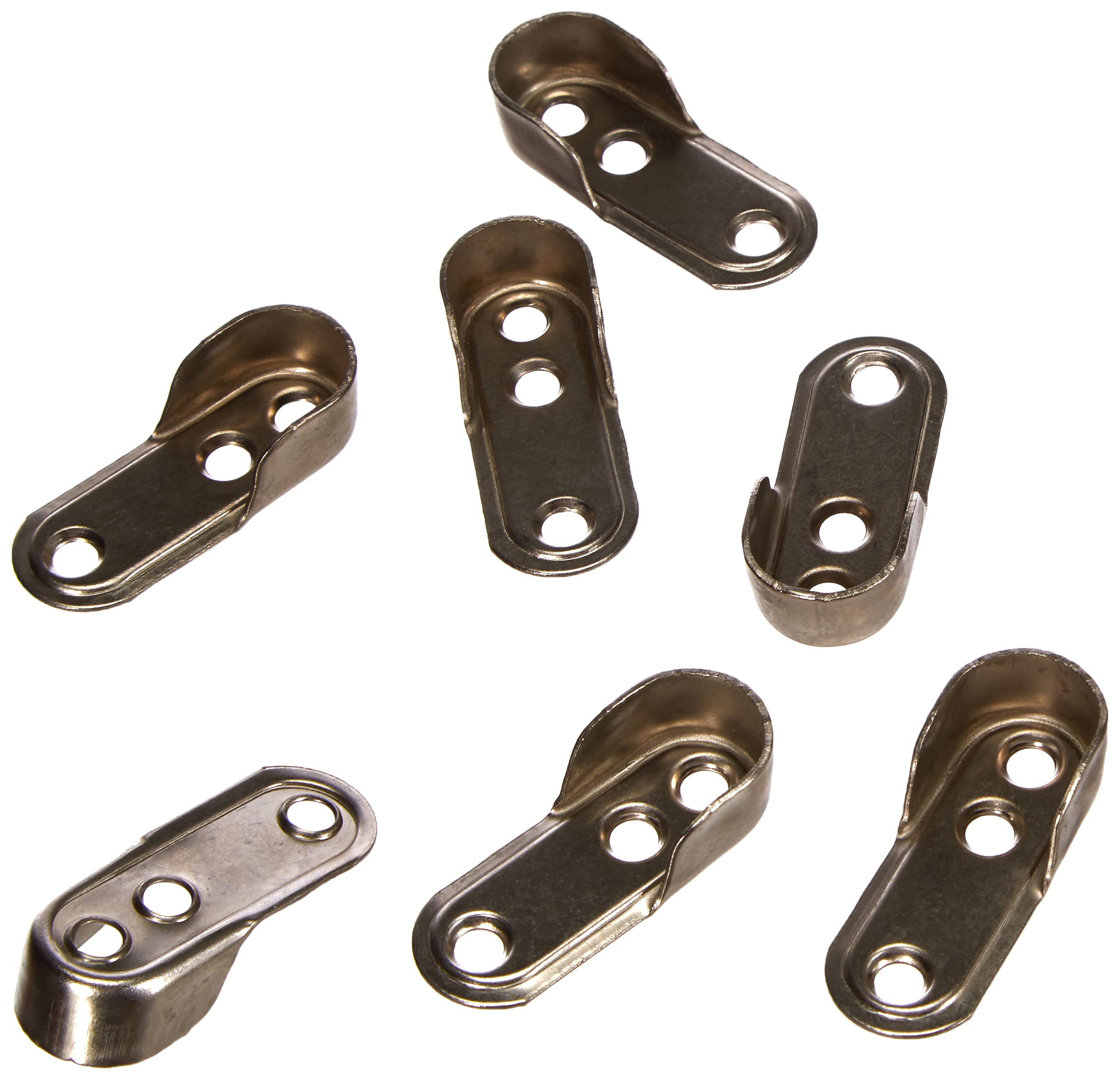 Emuca 7062907 Lateral Support for Oval Wardrobe Hanging Rod, Nickel-Plated, Set of 10 Pieces