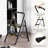 KINGRACK 2 Step Ladder Steel with Safe-Lock Handrail Anti-Slip Wide Pedals view 4