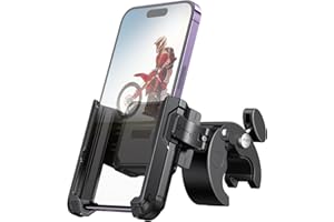 Motorcycle Phone Mount Holder - [Camera Friendly] [1s Lock] Bike Phone Holder Handlebar Clamp, Bicycle Scooter Phone Clip, fo