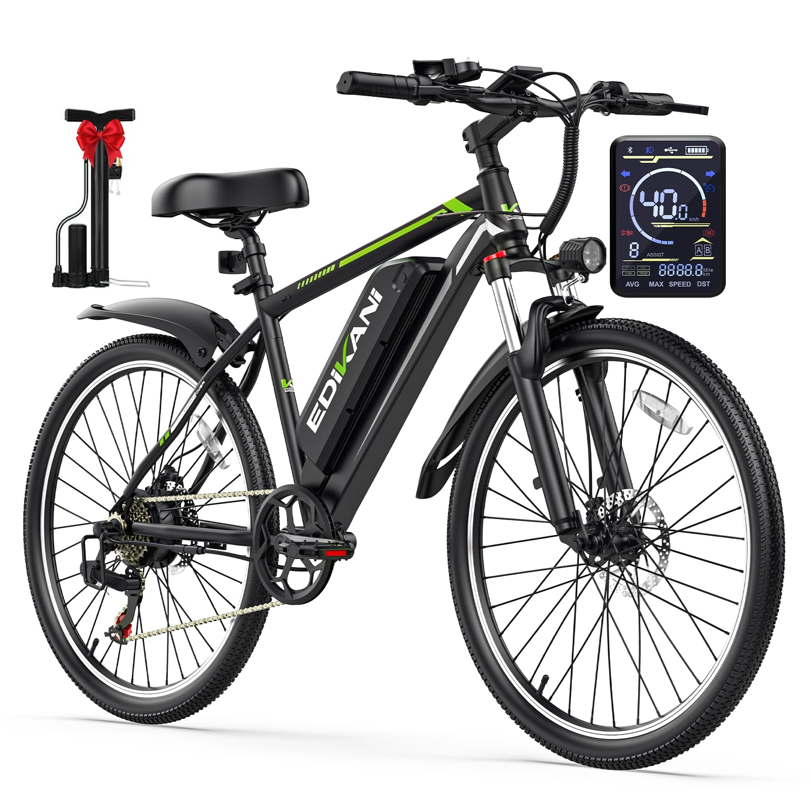 Electric Bike for Adults, Peak 1500W Ebike 70-80 Miles 648Wh Battery, 26" /29" Electric Mountain Bike 40KMH Fast Commuter Electric Bicycle, Lockable Front Suspension, 7-Speed Gear, Air Pump