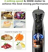 Bonsenkitchen Hand Blender 300W Immersion Stick Blender 2 Speeds HB3201 Black view 2