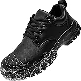 SDYJQS Mens Non Slip Work Shoes Waterproof Food Service Kitchen Chef Shoes Water Resistant Leather Restaurant Working Sneakers Comfortable Lightweight Walking Sneakers Daily Wear