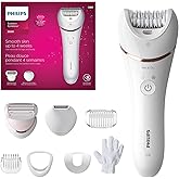 Philips Epilator Series 8000, Wet & Dry, 3-in-1 with Shaver & Trimmer Attachments for Women, 8 Accessories Included, BRE720/1