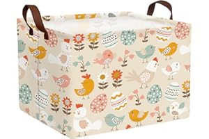 NIETEIN Large Easter Basket Gift Empty Personalized Fabric Bunny Kid Easter Basket for Boy and Girl Room Decor Storage Bin (N