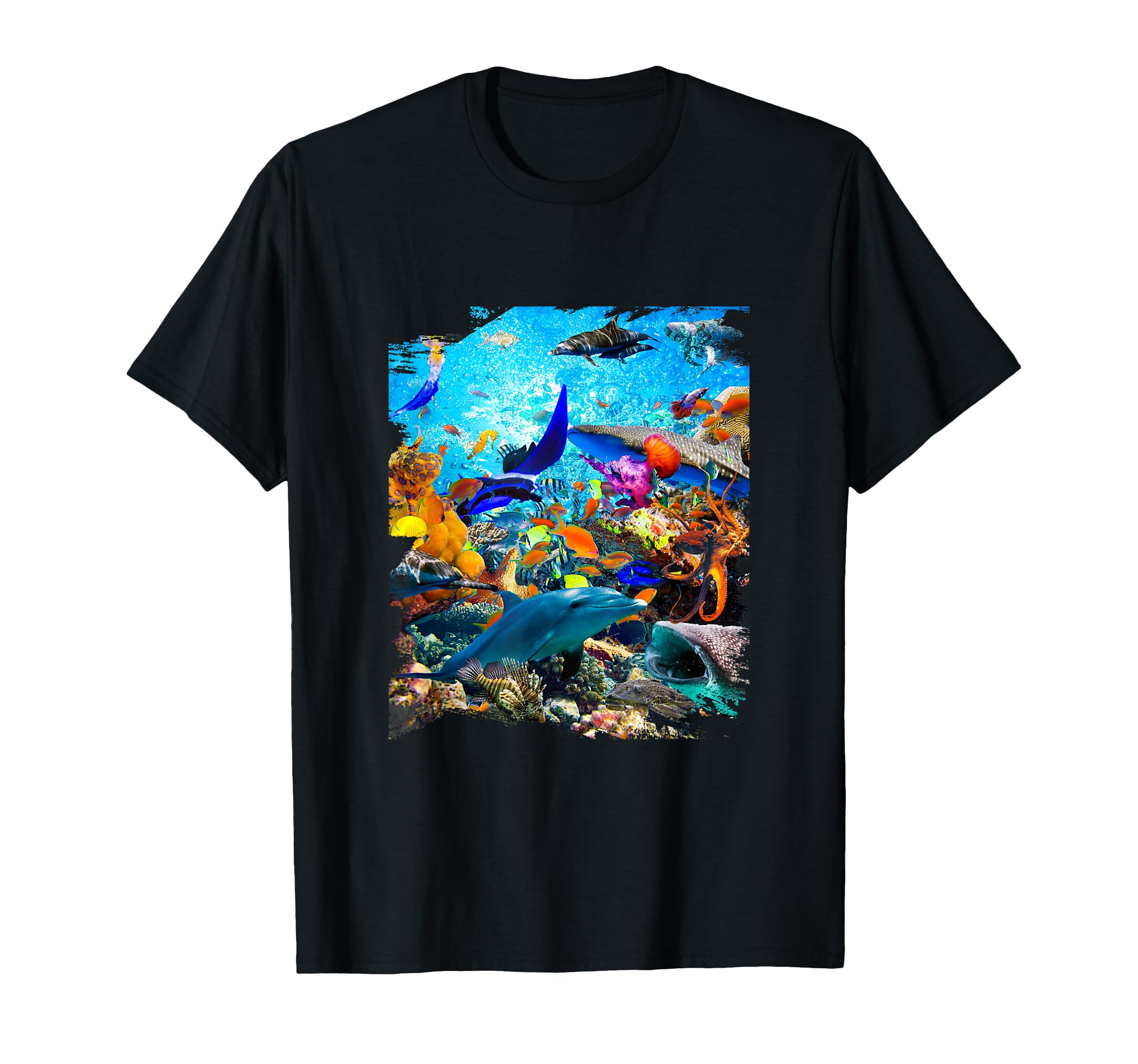 Ocean Dolphin Shark Turtle Coral Sea Fish Orca Whale Reef T-Shirt