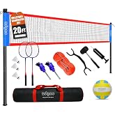 Zdgao 20FT/32FT Volleyball &amp; Badminton Combo Sets for Backyard | Adjustable Height Poles System, Anti-Sag Net, Volley ball, Racket Set, Boundary Line, Carry Bag, Complete Set for Outdoor Fun