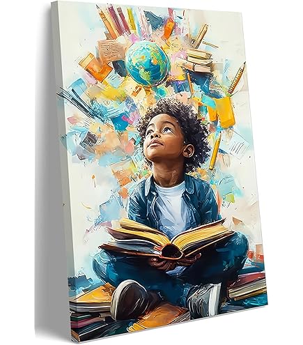 Amazon.com: Black Boy Reading Wall Art African American Artwork