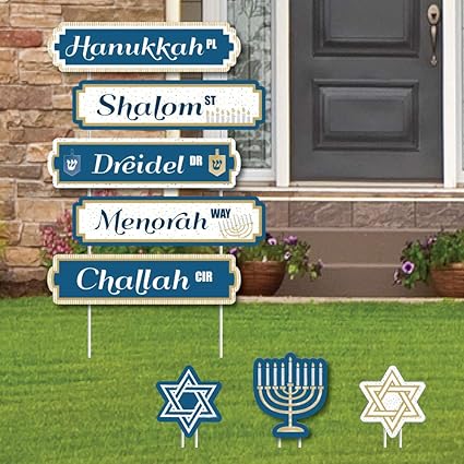 Amazon Com Big Dot Of Happiness Happy Hanukkah Street Sign