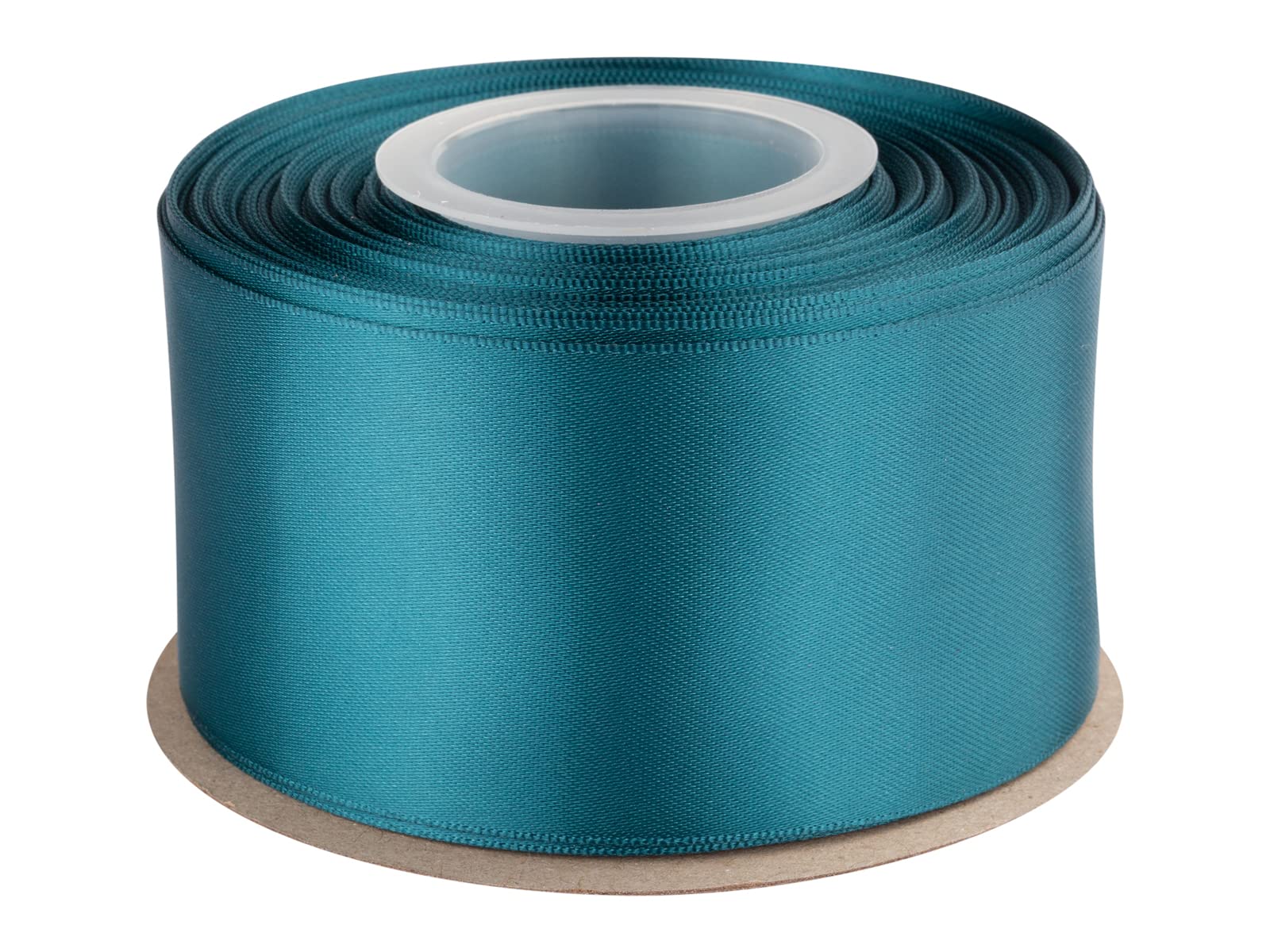 Double Faced Satin Ribbon, 50mm X 22M, Solid Polyester Craft Ribbon, Perfect for Gift Wrapping, Crafts, Wedding Party Ceremony Decoration, Floral Arrangement, Sewing (Teal)