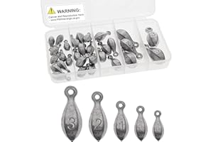 Croch 30pcs Fishing sinkers Kits Bank Sinker Weights for Saltwater Freshwater Fishing Gear Tackle 3oz 2oz 1oz 3/4oz 1/2oz
