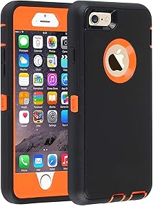 Co-Goldguard Case for iPhone 6/6s,Heavy Duty 3 in 1 Built-in Screen Protector Durable Cover Dust-Proof Shockproof Drop-Proof Scratch-Resistant Shell for Apple iPhone 6/6s 4.7 inch,Black&Orange