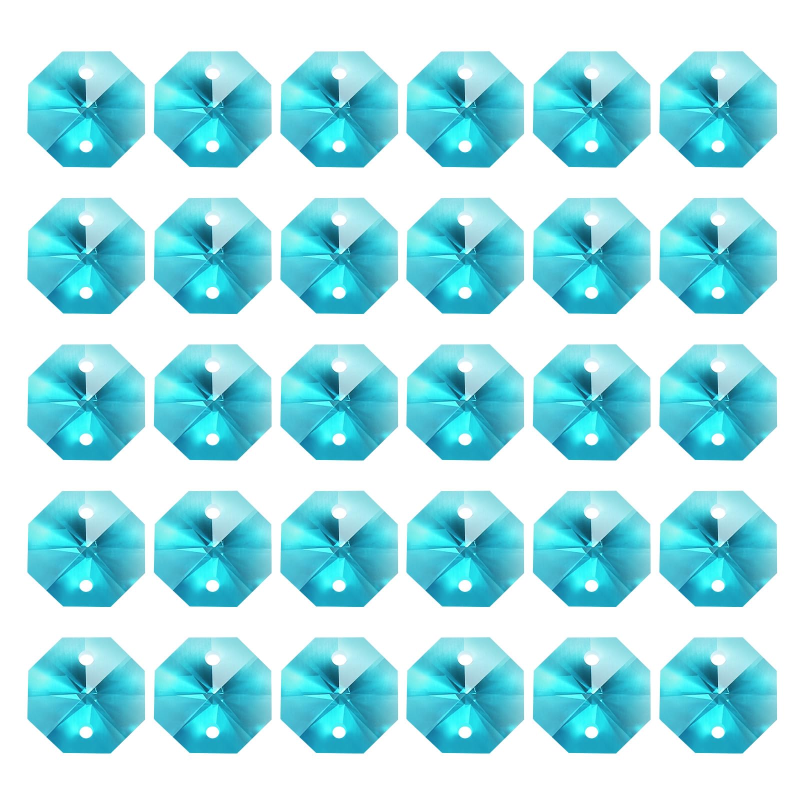 PATIKIL K9 Crystal Octagon Beads 2 Holes Pendants, 60 Pack 14mm Chandelier Prisms Parts Ornaments Hanging Beads for DIY Arts Crafts Decoration, Grass Green