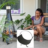 Unibos Oval Log Holder Firewood Rack Steel Indoor Outdoor Black view 3