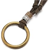 COOLSTEELANDBEYOND Circle Charm Pendant Necklace for Men and Women, Vintage Beads, Retro Bronze with Adjustable Brown Leather Cord
