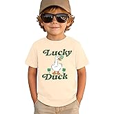 SANIXJOO Toddler St. Patrick Day Shirt Vintage Boys Lucky Duck Graphic Tee Tops Cute Lucky Clover Irish Baby Summer Clothes