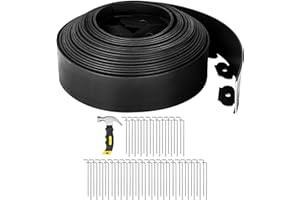 GROWNEER 66FT Landscape Edging Flexible 4 inch Tall Garden Border with 60pcs Galvanized Steel Anchoring Spikes and Hammer Lawn Edging Kit for Flower Bed, Pathway, Landscaping Project, Black