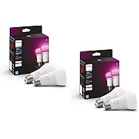 Philips Hue White and Color Ambiance A19 LED Smart Bulbs, Works with Amazon Alexa, Apple Homekit and Google Assistant, Blueto