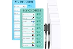 Leitee 2 Pieces Chore Chart for Kids Adults Checklist Board Detachable Message Board to Do List Plastic Memo Boards with 2 Marker and 10 Cardstock for My Chores Home Planning Reminder (Blue, Green)