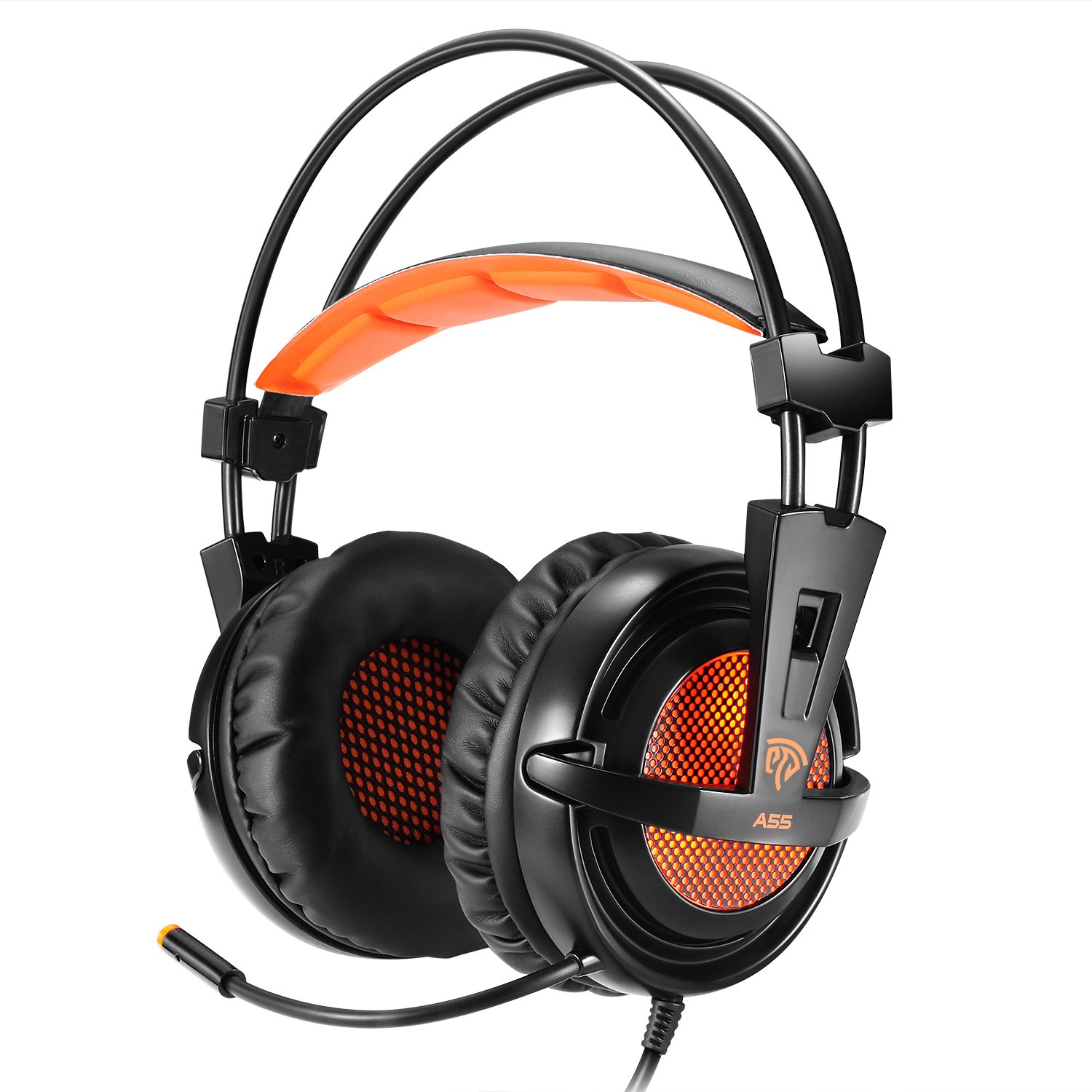 EasySMX S3 Stereo Gaming Headset for PS4/ PC/ Laptop/ Tablet/ Smartphone with Suspension Headband Omnidirectional Foldable Microphone Bass Vibration Control LED Lighting