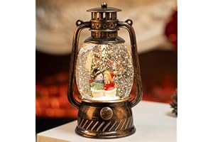 PEATOP Lighted Christmas Snow Globes, Musical Snow Globes Snowman Christmas Decoration with Swirling Glitter, 6H Timer, USB/Battery Operated