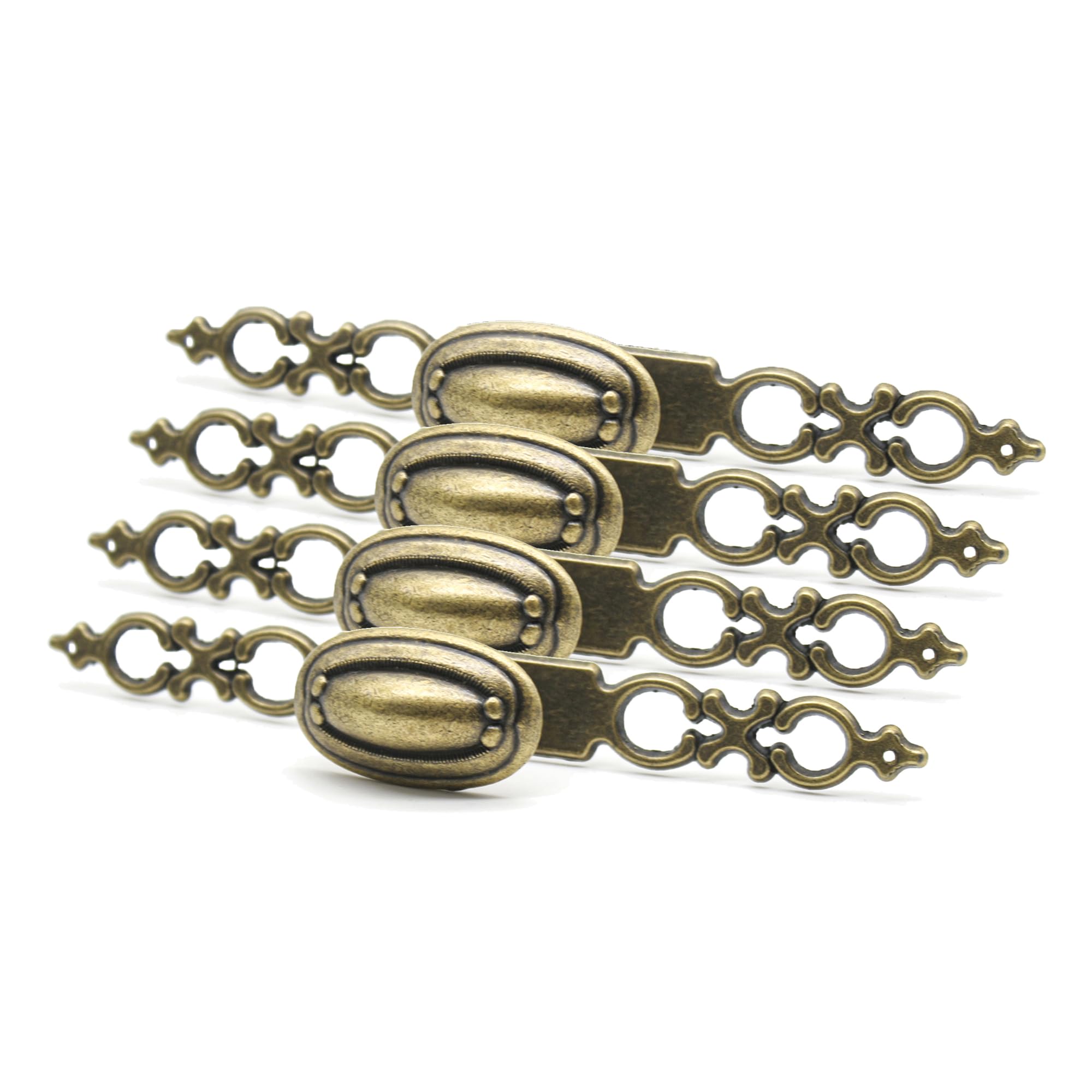 DOJA Barcelona Retro Cupboard Door knobs, Antique Gold Drawer Vintage Cabinet Knobs Pack 4 Antique Gold Oval Drawer 22X26X136Mm Aged Zinc Furniture Retro Cupboard Door Round for Kitchen Cupboards...