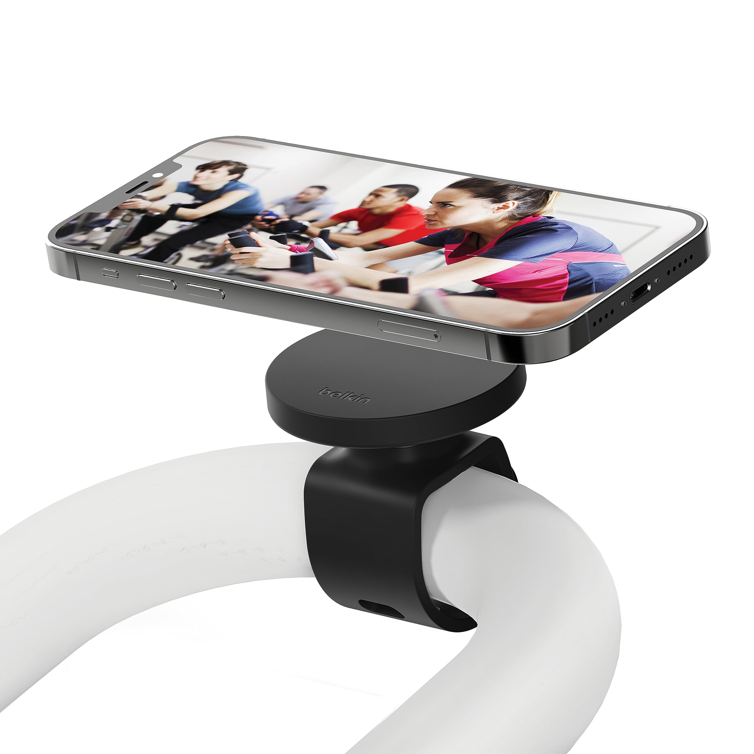 Belkin Fitness Mount with MagSafe (for Gym Equipment, Magnetic Cellphone Mount Holder Handlebar Strap for Indoor Cycling, Treadmill, Spin Bike, Elliptical for iPhone 14, iPhone 13, iPhone 12 series)