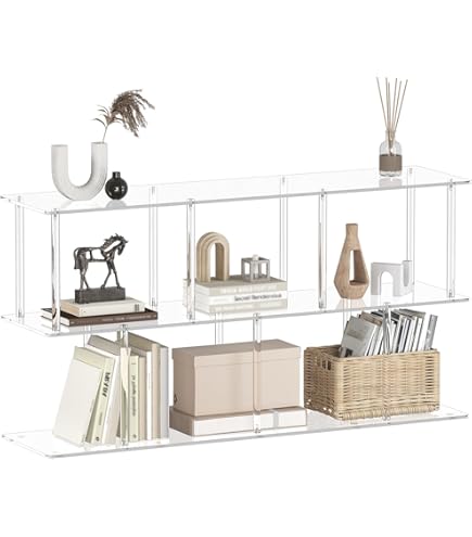 CRTERICX 5-Tier Acrylic Bookshelf – 8 Cube Storage, 50.8" H, Clear Modern Bookcase For Living Room & Office - View #8