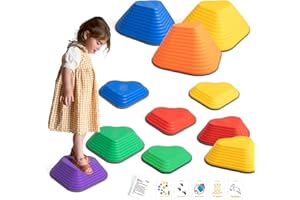 Gentle Monster Heart-Shaped Stepping Stones for Kids, 11 PCS Non-Slip Balance River Stone, Toddler Sensory Stepping Stones for Promoting Toddler's Balance & Coordination Skills Ages 3 4 5 6 7 8 Years