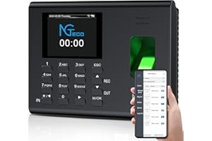 NGTeco Time Clock for Small Business, 2.4GHz WiFi Fingerprint Employee Time Machine with iOS/Android App, Automatic Punch in/