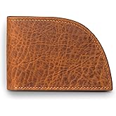 ROGUE WALLET Genuine Bison Leather Wallets for Men - RFID Blocking Curved Front Pocket Design w/ 3 Card Slots, Full Billfold Section & More - Slim Wallets for Men (Brown)
