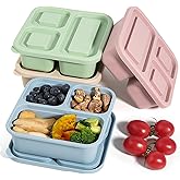 suhunide 4Piece Silicone Snack Container with Lids, 3 Compartment Snack Container, is Perfect for Lunch Salads, Snack Boxes, and Ideal for Travel, Office, and Picnics.(Lightweight Stackable )