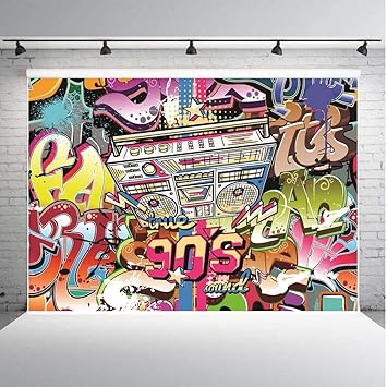 Qian Graffti Photography Backdrops 7x5ft Vinyl Retro Style 80 S