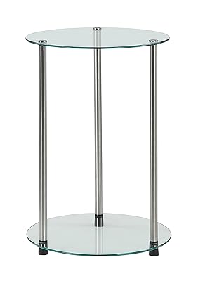 Convenience Concepts Designs2Go Classic Glass 2-Tier Round End Table