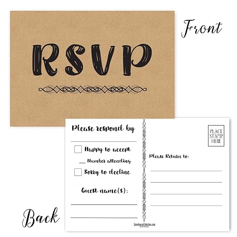 50 Blank Formal Rsvp Postcards 4 X 6 Postcards Great For Wedding Rsvp Baby Shower Birthdays Rsvp Reply Cards Kraft Formal