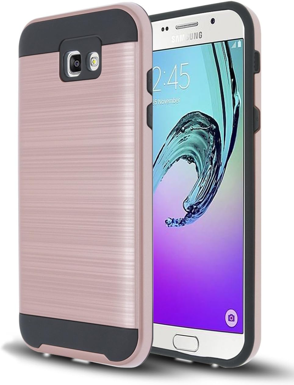 Galaxy A5 2017 Case, CooBox Dual Layer Hybrid Shockproof Impact Resist Rugged Case Metallic Brush Finish with Hard Inner Layer for Samsung Galaxy A5 (2017) (Rose Gold)