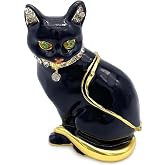 JWT Astyle Luxury Black Cat Hinged Jewelry Trinket Box Gift | classic cat figurine,ring earring organizers storage,cat lover gift for women