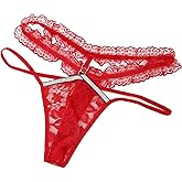 HAVBX Mens Lace Frilly Sissy Panties Pouch Thong, Feminine G string Underwear For Men Sexy Lingerie