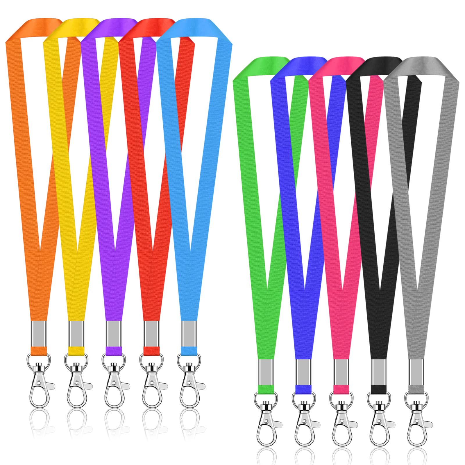 10Pcs Office Lanyards for Neck, Durable Badge Lanyard for Staff, Nylon Neck Strap with Metal Clip, Premium Polyester Lanyard Neck Strap with Swivel Clips for ID Card Badge Holder, Students (Colorful)