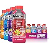 SueroX Zero Sugar Electrolyte Drink for Hydration and Recovery, Unique Blend of Electrolytes & 8 Ions, Zero Calorie Sports Drink, 21.3 Fl Oz, Variety Pack, 12 Count