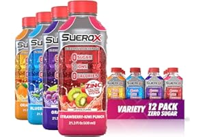 SueroX Zero Sugar Electrolyte Drink for Hydration and Recovery, Unique Blend of Electrolytes & 8 Ions, Zero Calorie Sports Drink, 21.3 Fl Oz, Variety Pack, 12 Count