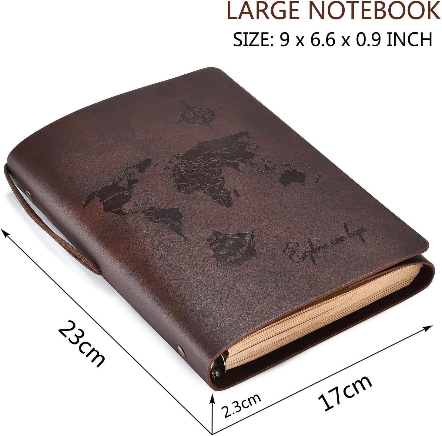 SEEALLDE A5 Leather Notebook Travel Journal Notebook Vintage Diary Refillable 100 Sheets/200 Pages 80GSM Acid-Free Paper Best Gift Idea… - Image 4