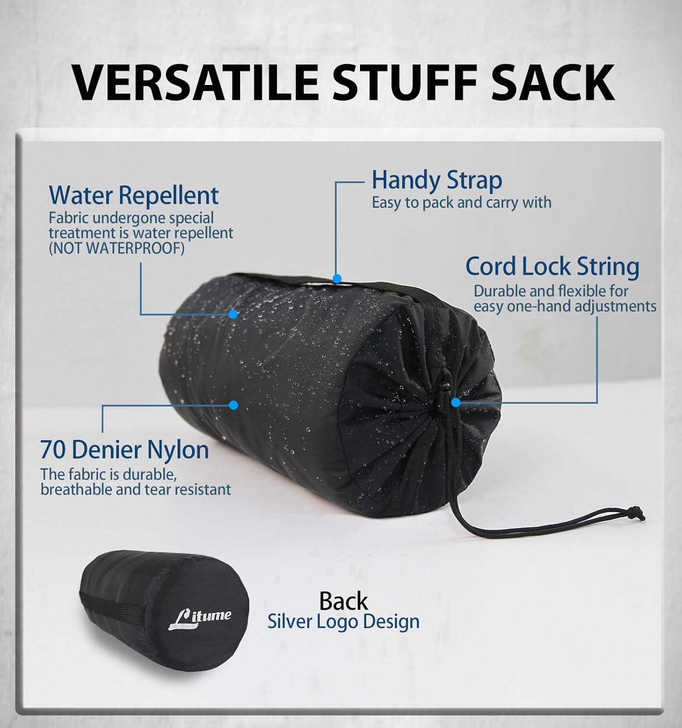 Litume All Season Sleeping Bag Liner Adds Up to 27F, Compressible and Lightweight Mummy Sleeping Sack for Backpacking, Camping, Lightweight Sleep Sack with Drawstring Hood, with Stuff Sack (E629) : Sports & Outdoors