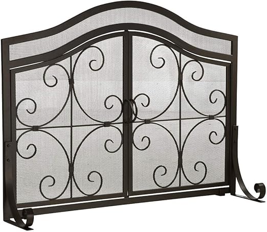 Amazon Com Plow Hearth Small Steel Crest Fireplace Screen With