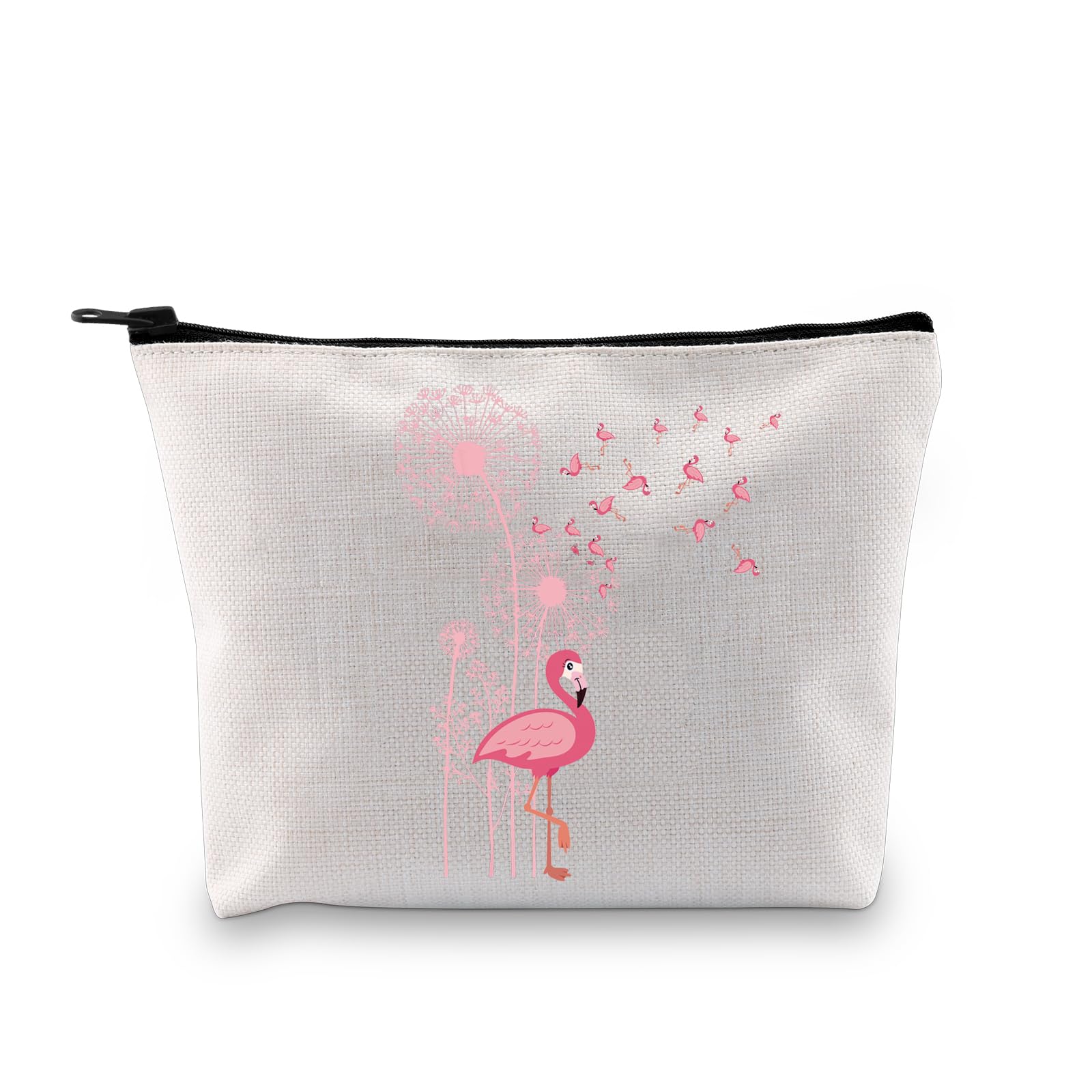 PLITI Flamingo Gifts For Women Flamingo Lover Gift Flower Dandelion Exotic Animal Tropical Bird Pink Flamingo Makeup Bag (Dandelion flamingo bagU)