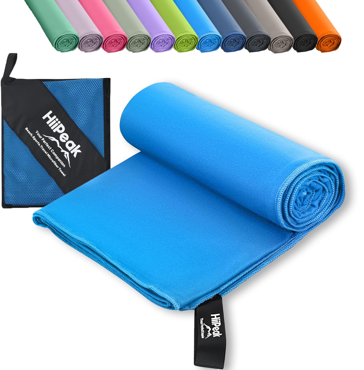 HiiPeak Microfibre Towel Compact Camping small gym towel hand face Towel - Quick Dry Lightweight Absorbent Sports Gym Swimming Hiking Drying Towel for Men,Women(Light Blue, 50cm x 30cm,XSmall size)