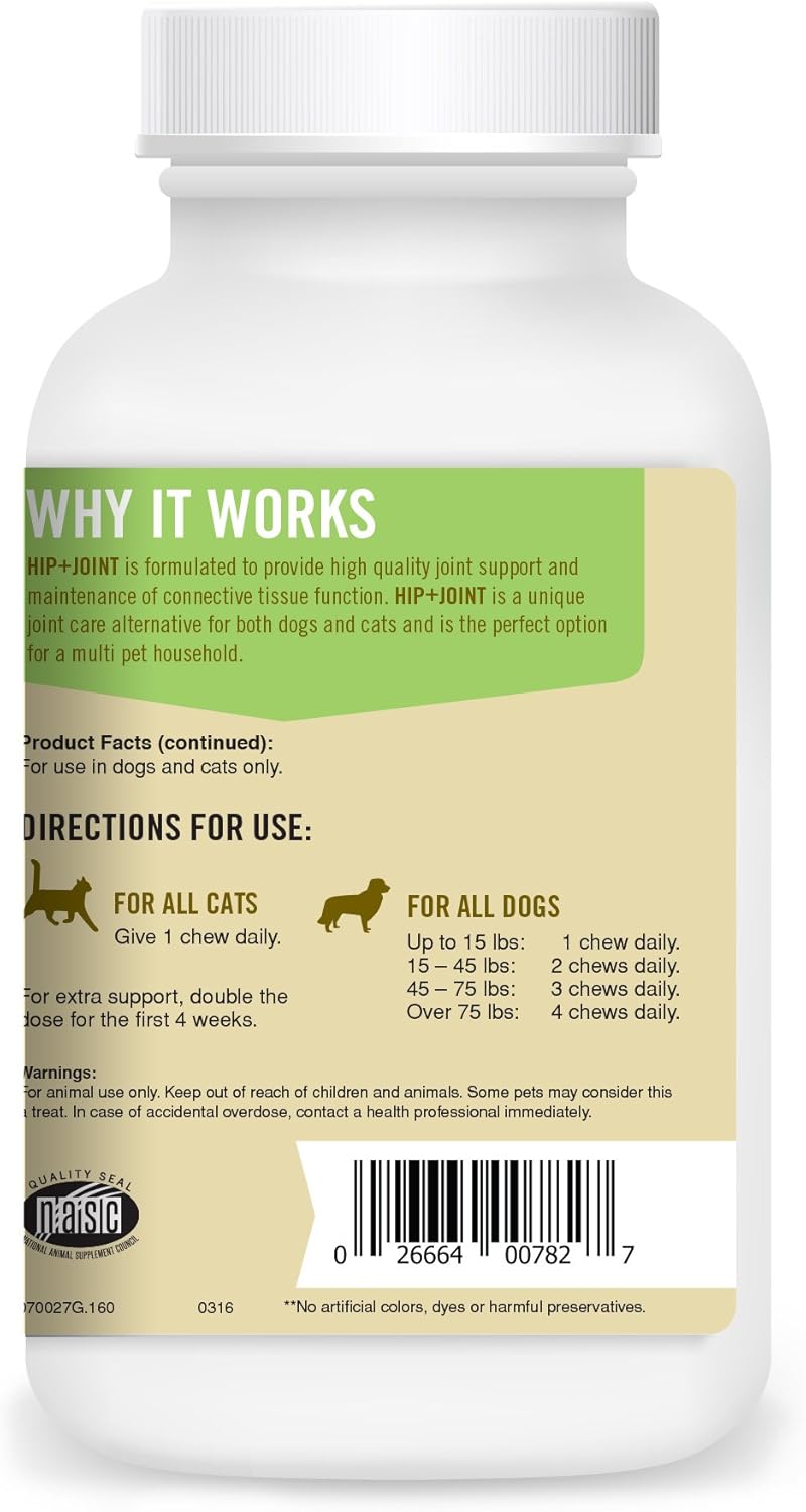 Pet Naturals of Vermont - Hip + Joint for Dogs and Cats, 160 Bite-Sized Chews : Pet Supplies