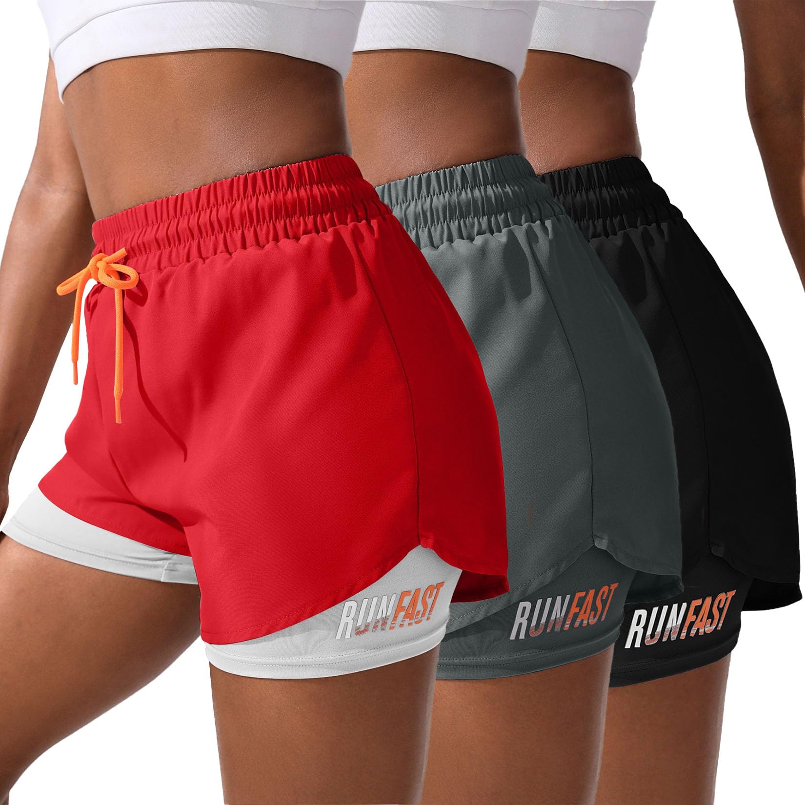 Photo 1 of ***2 SHORTS ONLY***1 MISSING***YOAKUKA Women's 2 in 1 Workout Shorts 3 Piece Gym Workout Yoga Running Biker Tennis Skirts Clothes Summer***2 SHORTS ONLY***1 MISSING***